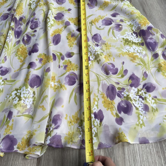 Vintage K Studio Floral Cream Purple Pastel‎ Floweral Long Dress, Size 12 Modest - Picture 5 of 7